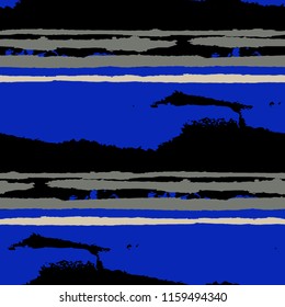 Grunge Stripes. Painted Lines. Texture with Horizontal Dry Brush Strokes. Scribbled Grunge Motif for Sportswear, Paper, Cloth. Trendy Vector Background