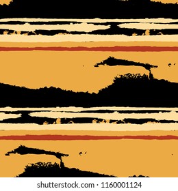 Grunge Stripes. Painted Lines. Texture with Horizontal Dry Brush Strokes. Scribbled Grunge Pattern for Sportswear, Paper, Cloth. Rustic Vector Background