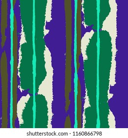 Grunge Stripes. Painted Lines. Texture with Vertical Dry Brush Strokes. Scribbled Grunge Pattern for Cloth, Swimwear, Textile. Rustic Vector Background with Stripes