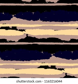 Grunge Stripes. Painted Lines. Texture with Horizontal Dry Brush Strokes. Scribbled Grunge Motif for Sportswear, Fabric, Cloth. Trendy Vector Background