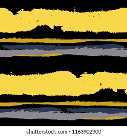 Grunge Stripes. Painted Lines. Texture with Horizontal Dry Brush Strokes. Scribbled Grunge Motif for Sportswear, Paper, Cloth. Rustic Vector Background