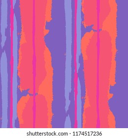 Grunge Stripes. Painted Lines. Texture with Vertical Dry Brush Strokes. Scribbled Grunge Pattern for Cloth, Swimwear, Textile. Retro Vector Background