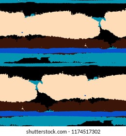 Grunge Stripes. Painted Lines. Texture with Horizontal Brush Strokes. Scribbled Grunge Motif for Linen, Fabric, Textile. Rustic Vector Background with Stripes