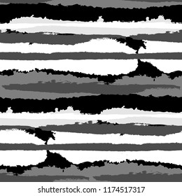 Grunge Stripes. Painted Lines. Texture with Horizontal Dry Brush Strokes. Scribbled Grunge Pattern for Linen, Fabric, Wallpaper. Retro Vector Background with Stripes