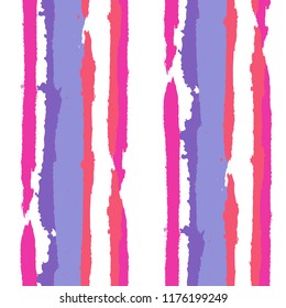 Grunge Stripes. Painted Lines. Texture with Vertical Dry Brush Strokes. Scribbled Grunge Rapport for Cloth, Swimwear, Textile. Rustic Vector Background