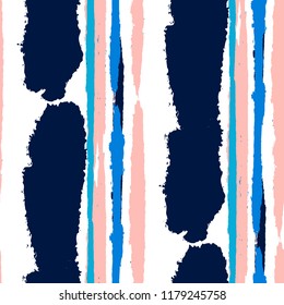 Grunge Stripes. Painted Lines. Texture with Vertical Brush Strokes. Scribbled Grunge Rapport for Linen, Fabric, Textile. Retro Vector Background with Stripes