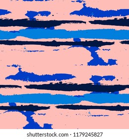 Grunge Stripes. Painted Lines. Texture with Horizontal Brush Strokes. Scribbled Grunge Pattern for Sportswear, Paper, Cloth. Trendy Vector Background with Stripes