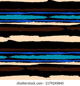 Grunge Stripes. Painted Lines. Texture with Horizontal Brush Strokes. Scribbled Grunge Pattern for Sportswear, Paper, Cloth. Trendy Vector Background with Stripes