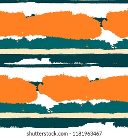 Grunge Stripes. Painted Lines. Texture with Horizontal Dry Brush Strokes. Scribbled Grunge Rapport for Sportswear, Paper, Cloth. Trendy Vector Background with Stripes