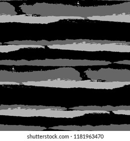 Grunge Stripes. Painted Lines. Texture with Horizontal Dry Brush Strokes. Scribbled Grunge Motif for Cloth, Swimwear, Textile. Rustic Vector Background with Stripes