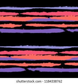 Grunge Stripes. Painted Lines. Texture with Horizontal Brush Strokes. Scribbled Grunge Rapport for Cloth, Swimwear, Textile. Retro Vector Background with Stripes