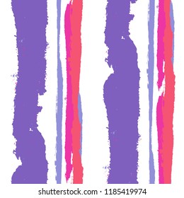Grunge Stripes. Painted Lines. Texture with Vertical Brush Strokes. Scribbled Grunge Rapport for Linen, Fabric, Wallpaper. Rustic Vector Background with Stripes