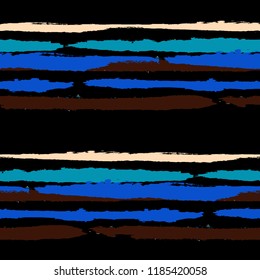 Grunge Stripes. Painted Lines. Texture with Horizontal Brush Strokes. Scribbled Grunge Rapport for Linen, Fabric, Textile. Retro Vector Background with Stripes