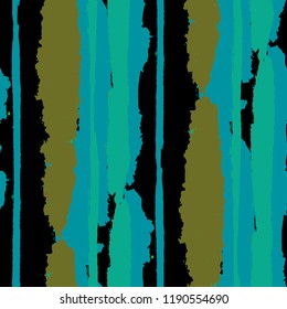 Grunge Stripes. Painted Lines. Texture with Vertical Dry Brush Strokes. Scribbled Grunge Motif for Cloth, Swimwear, Textile. Rustic Vector Background