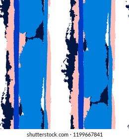Grunge Stripes. Painted Lines. Texture with Vertical Brush Strokes. Scribbled Grunge Motif for Linen, Fabric, Wallpaper. Rustic Vector Background