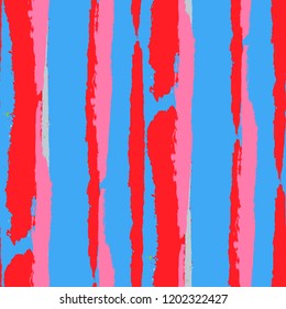 Grunge Stripes. Painted Lines. Texture with Vertical Dry Brush Strokes. Scribbled Grunge Rapport for Cloth, Fabric, Textile. Rustic Vector Background with Stripes