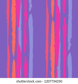 Grunge Stripes. Painted Lines. Texture with Vertical Brush Strokes. Scribbled Grunge Pattern for Cloth, Swimwear, Textile. Retro Vector Background with Stripes