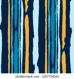 Grunge Stripes. Painted Lines. Texture with Vertical Dry Brush Strokes. Scribbled Grunge Rapport for Linen, Fabric, Textile. Rustic Vector Background