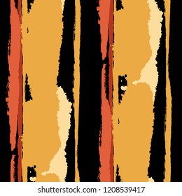 Grunge Stripes. Painted Lines. Texture with Vertical Dry Brush Strokes. Scribbled Grunge Motif for Cloth, Fabric, Textile. Rustic Vector Background