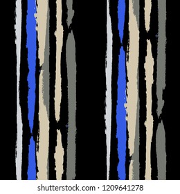 Grunge Stripes. Painted Lines. Texture with Vertical Dry Brush Strokes. Scribbled Grunge Pattern for Cloth, Fabric, Textile. Rustic Vector Background