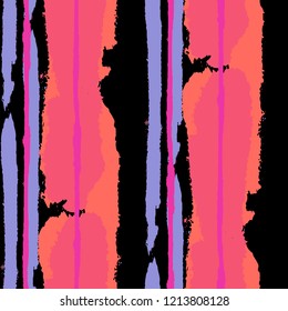 Grunge Stripes. Painted Lines. Texture with Vertical Dry Brush Strokes. Scribbled Grunge Rapport for Cloth, Fabric, Textile. Retro Vector Background