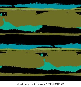 Grunge Stripes. Painted Lines. Texture with Horizontal Dry Brush Strokes. Scribbled Grunge Pattern for Sportswear, Fabric, Cloth. Trendy Vector Background