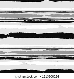 Grunge Stripes. Painted Lines. Texture with Horizontal Brush Strokes. Scribbled Grunge Motif for Linen, Fabric, Wallpaper. Trendy Vector Background