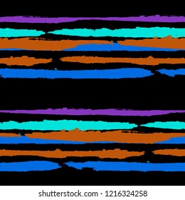 Grunge Stripes. Painted Lines. Texture with Horizontal Brush Strokes. Scribbled Grunge Rapport for Sportswear, Paper, Cloth. Retro Vector Background with Stripes