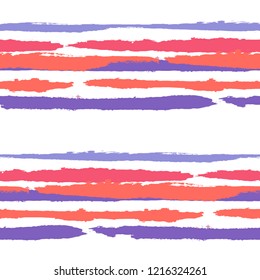 Grunge Stripes. Painted Lines. Texture with Horizontal Dry Brush Strokes. Scribbled Grunge Pattern for Linen, Fabric, Textile. Retro Vector Background with Stripes