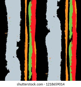 Grunge Stripes. Painted Lines. Texture with Vertical Brush Strokes. Scribbled Grunge Motif for Sportswear, Paper, Cloth. Trendy Vector Background with Stripes