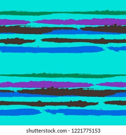 Grunge Stripes. Painted Lines. Texture with Horizontal Brush Strokes. Scribbled Grunge Motif for Linen, Fabric, Textile. Trendy Vector Background