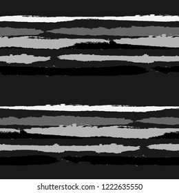 Grunge Stripes. Painted Lines. Texture with Horizontal Dry Brush Strokes. Scribbled Grunge Pattern for Linen, Fabric, Textile. Rustic Vector Background with Stripes
