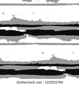 Grunge Stripes. Painted Lines. Texture with Horizontal Dry Brush Strokes. Scribbled Grunge Motif for Sportswear, Fabric, Wallpaper. Trendy Vector Background with Stripes