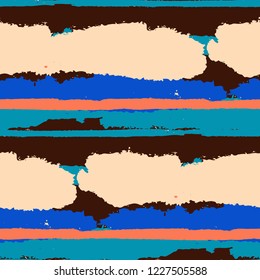 Grunge Stripes. Painted Lines. Texture with Horizontal Brush Strokes. Scribbled Grunge Motif for Linen, Fabric, Wallpaper. Trendy Vector Background