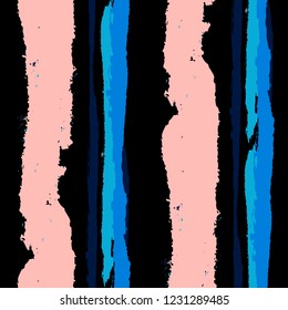 Grunge Stripes. Painted Lines. Texture with Vertical Dry Brush Strokes. Scribbled Grunge Motif for Linen, Fabric, Wallpaper. Trendy Vector Background