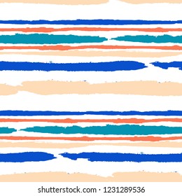 Grunge Stripes. Painted Lines. Texture with Horizontal Dry Brush Strokes. Scribbled Grunge Rapport for Linen, Fabric, Textile. Rustic Vector Background