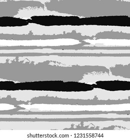 Grunge Stripes. Painted Lines. Texture with Horizontal Dry Brush Strokes. Scribbled Grunge Pattern for Sportswear, Fabric, Wallpaper. Trendy Vector Background