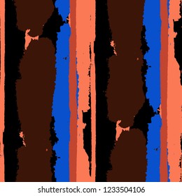 Grunge Stripes. Painted Lines. Texture with Vertical Dry Brush Strokes. Scribbled Grunge Motif for Linen, Fabric, Textile. Trendy Vector Background