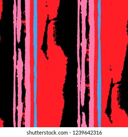 Grunge Stripes. Painted Lines. Texture with Vertical Brush Strokes. Scribbled Grunge Pattern for Sportswear, Paper, Cloth. Rustic Vector Background with Stripes