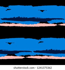 Grunge Stripes. Painted Lines. Texture with Horizontal Brush Strokes. Scribbled Grunge Motif for Cloth, Fabric, Textile. Retro Vector Background