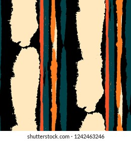 Grunge Stripes. Painted Lines. Texture with Vertical Dry Brush Strokes. Scribbled Grunge Pattern for Linen, Fabric, Wallpaper. Retro Vector Background with Stripes