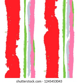 Grunge Stripes. Painted Lines. Texture with Vertical Brush Strokes. Scribbled Grunge Pattern for Linen, Fabric, Textile. Retro Vector Background