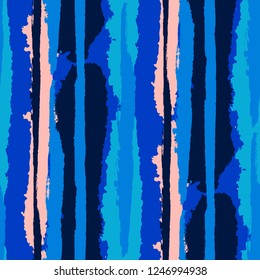 Grunge Stripes. Painted Lines. Texture with Vertical Dry Brush Strokes. Scribbled Grunge Motif for Sportswear, Fabric, Wallpaper. Rustic Vector Background