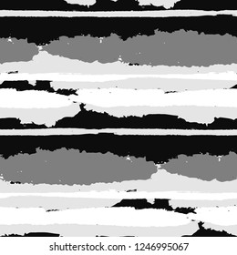 Grunge Stripes. Painted Lines. Texture with Horizontal Brush Strokes. Scribbled Grunge Motif for Sportswear, Paper, Cloth. Trendy Vector Background