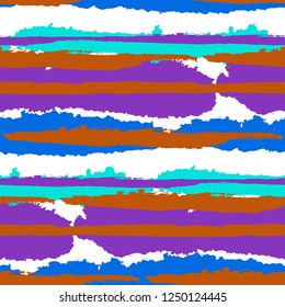 Grunge Stripes. Painted Lines. Texture with Horizontal Brush Strokes. Scribbled Grunge Pattern for Cloth, Fabric, Textile. Retro Vector Background with Stripes