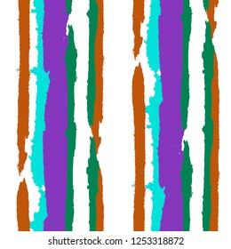 Grunge Stripes. Painted Lines. Texture with Vertical Dry Brush Strokes. Scribbled Grunge Motif for Linen, Fabric, Textile. Rustic Vector Background