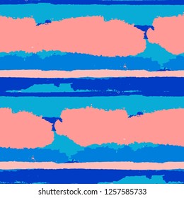 Grunge Stripes. Painted Lines. Texture with Horizontal Brush Strokes. Scribbled Grunge Motif for Sportswear, Fabric, Wallpaper. Rustic Vector Background