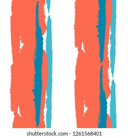 Grunge Stripes. Painted Lines. Texture with Vertical Dry Brush Strokes. Scribbled Grunge Motif for Cloth, Swimwear, Textile. Trendy Vector Background