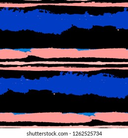 Grunge Stripes. Painted Lines. Texture with Horizontal Dry Brush Strokes. Scribbled Grunge Motif for Cloth, Fabric, Textile. Retro Vector Background
