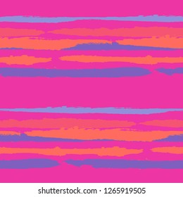 Grunge Stripes. Painted Lines. Texture with Horizontal Brush Strokes. Scribbled Grunge Motif for Sportswear, Fabric, Cloth. Retro Vector Background